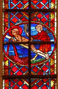 Fenster w211 zeigt das Martyrium des St. Vincent