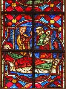 Fenster w212, Darstellung der Geburt von Johannes dem Täufer von French School