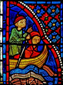 Fenster w21 Darstellung der Heiligen Maria die Ägypterin überquert den Fluss und beginnt ihre Buße