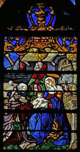 Fenster w21, die Anbetung der Magier darstellend von French School