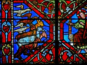 Fenster w21, die Erschaffung der Vögel und Tiere von French School