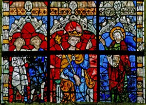Fenster w226 mit der Heiligen Katharina debattiert mit dem Kaiser