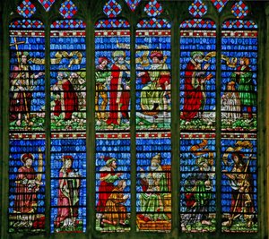 Fenster w227 zeigt das Fenster von St. Peter und St. Paul von French School