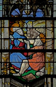 Fenster w23 mit Darstellung des Heiligen Antonius: mit dem Heiligen Paulus von French School