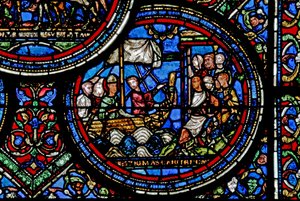 Fenster w23, Darstellung des Heiligen Thomas Becket, der nach England segelt von French School