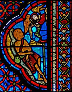 Fenster w23 zeigt das Gleichnis von Dives und Lazarus: der Tod des Lazarus von French School
