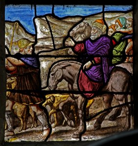 Fenster w25, das eine Szene aus der Geschichte von Joseph darstellt von French School