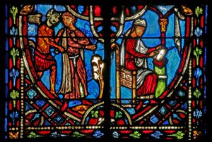 Fenster w2, Szene aus der Theophilus-Geschichte (modern) von French School