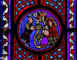 Fenster w2 zeigt eine Szene aus dem Leben der hl. Maria Magdalena - die Heilige in der Provence von French School