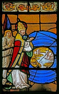 Fenster w2 mit der Erschaffung des Meeres und des trockenen Landes von French School