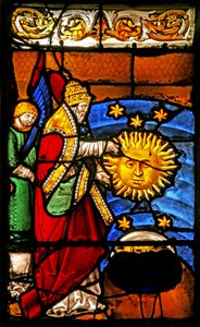 Fenster w2 mit der Erschaffung von Sonne und Mond
