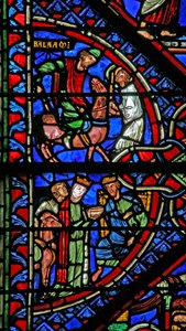 Fenster w2 zeigt die Königin von Saba; Bileam und sein Esel von French School