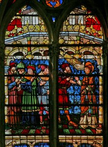 Fenster w32, St. Stephanus streitet mit den Gesetzeslehrern