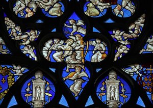 Fenster w32 mit einer Schar von Engeln von French School