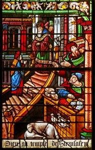 Fenster w38, Szene aus dem Leben der Jungfrau Maria: ihre Darstellung im Tempel von French School