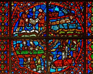 Fenster w39, Darstellung von Szenen aus dem Leben des St. Laurentius von French School