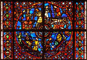 Fenster w39, Darstellung von Szenen aus dem Leben des St. Vincent von French School