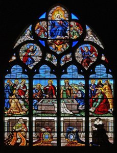 Fenster w39 mit dem Tod und der Himmelfahrt der Jungfrau Maria von French School