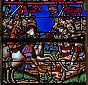Fenster w3, der heilige Jakobus erscheint in der Schlacht von Clavijo darstellend von French School