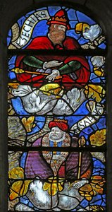 Fenster w3 mit Darstellung des Jessebaums: Hiskia und Josaphat