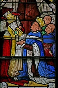 Fenster w4, Papst Paul II. und König Ludwig XI. von French School