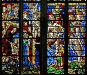 Fenster w51, Darstellung des Kreuzwegs, der Kreuzigung, der Kreuzabnahme und der Pieta