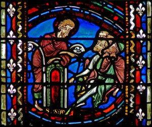 Fenster w53, Darstellung von St. Johannes der Täufer, der predigt von French School