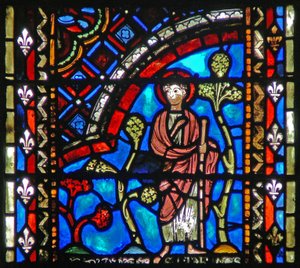 Fenster w53, Darstellung von St. Johannes der Täufer, der in die Wüste aufbricht von French School