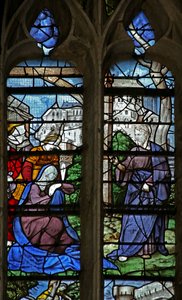 Fenster w5 mit Darstellung von Christus verabschiedet sich von seiner Mutter
