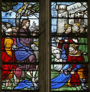 Fenster w5 mit Darstellung des Einzugs in Jerusalem von French School