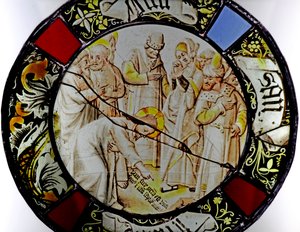 Fenster w79, Darstellung von Christus und der Ehebrecherin von French School