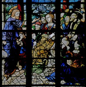 Fenster w7, Darstellung von Christus predigend