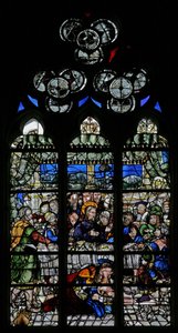 Fenster w9, Darstellung der Ereignisse im Haus von Simon: Maria Magdalena wäscht die Füße Christi von French School