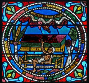 Fenster wXVII mit einem Priester - Auferstehung