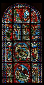 Fenster wXX mit einem zusammengesetzten Fenster über die Reliquien von St. Gervais und St. Protais und das Martyrium ihrer Eltern St. Vital und Valery von French School