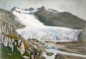 Winterlandschaft und Reisende in den Pyrenäen, ca. 1850 von French School