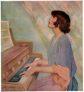 Frau spielt Orgel