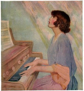 Frau spielt Orgel, 1924 (Gravur)