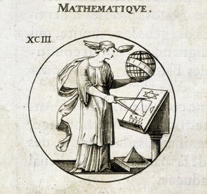 Frau mit Zirkel und Globus, Personifikation der Mathematik von French School