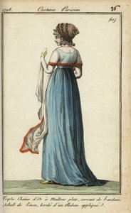 Frau mit durchsichtiger Stola in der Mode von 1798