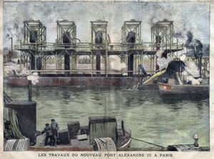 Arbeiten in Paris an der Pont Alexandre III. Gravur von April 1898 in 