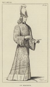 XIV. Jahrhundert, Ein Herr (Gravur) von French School