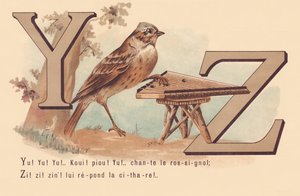 YZ: Yu! Yu! Yu! Koui! piou! Yu! Singt die Nachtigall Zi! Zi! Zi! Die Zither antwortet ihm! von French School