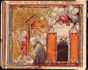 f.275r Belagerung des Schlosses von Chinon, Grandes Chroniques de France, 1375-79