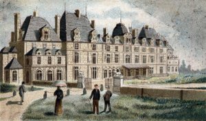 Ansicht des Schlosses Eu (Seine-Inférieure) von French School