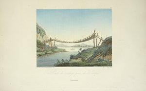 Seilbrücke bei Penipe, gezeichnet von Marchais, graviert von Bouquet, Illustration aus 