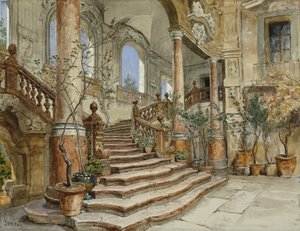 Marmortreppe im Palazzo Bonagia in Palermo von Friedrich Alois Schönn