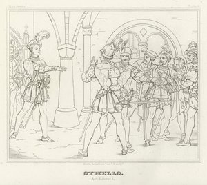 Othello, Akt II, Szene 3 (Gravur) von Friedrich August Moritz Retzsch