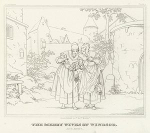 Die lustigen Weiber von Windsor, Akt II, Szene 1 von Friedrich August Moritz Retzsch