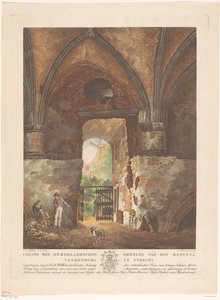 Gezicht vanuit het onderaards gewelf van kasteel Vredenburg in Utrecht von Friedrich Christoph Dietrich